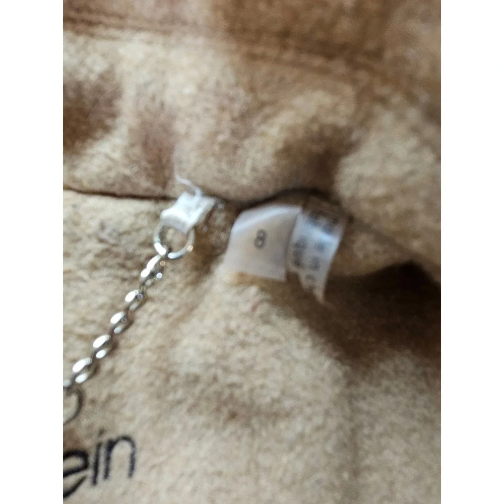 Calvin Klein Womens Camel Wool Cashmere Blend Button Front Overcoat Size 8